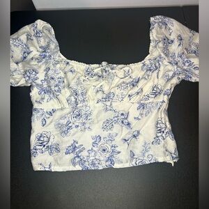 Love Tree Blue Floral Blouse